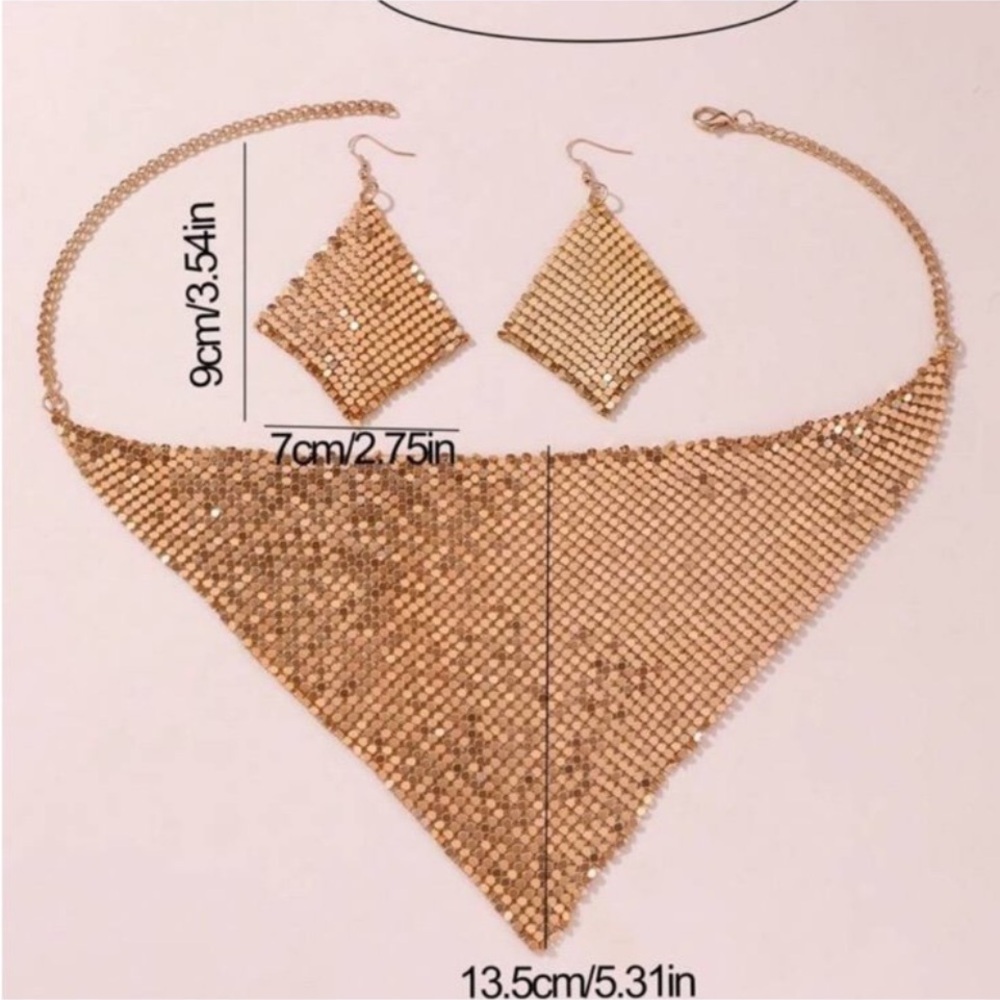 Leopard Print Gold Statement Necklace and Earring Set - Picture 6 of 6